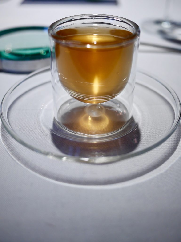 little glasses of 'tea' mushroom type broth
