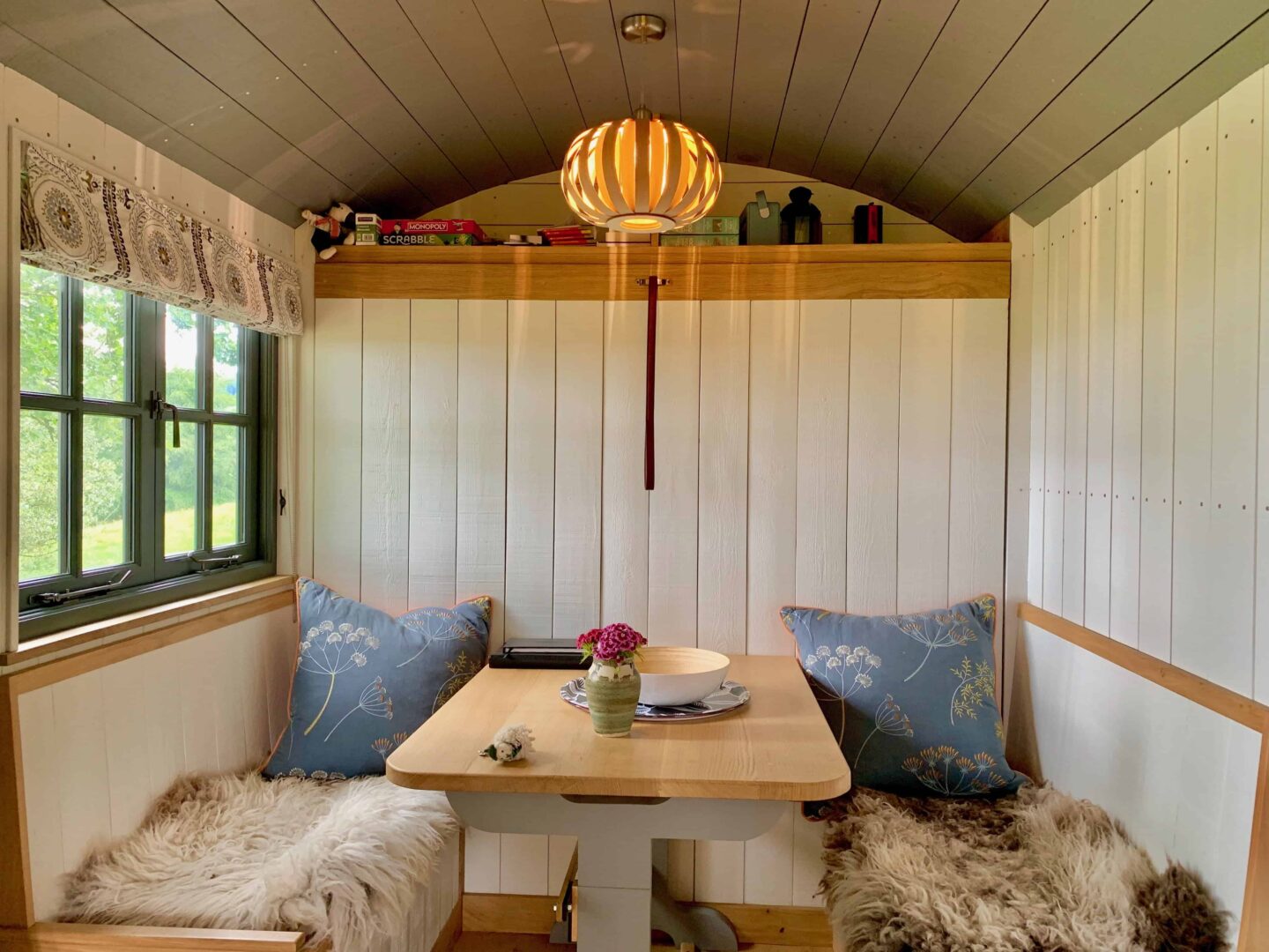 Sitting area in the shepherds hut
