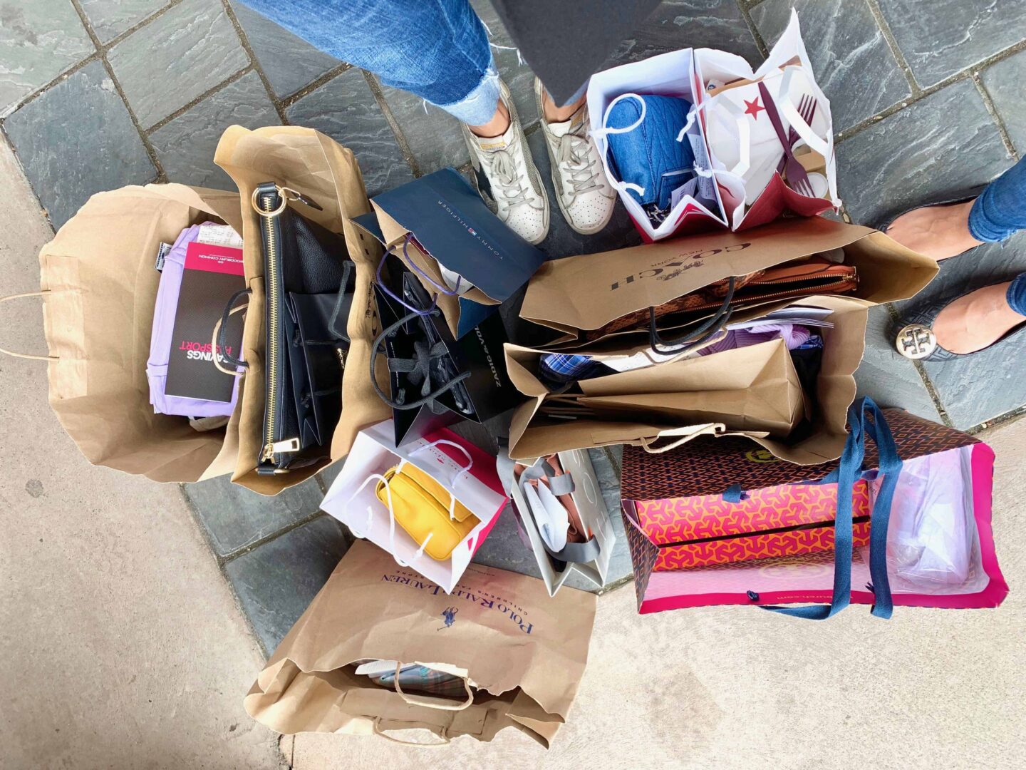 Arial view of bags of shopping from Woodbury Common Premium Outlet