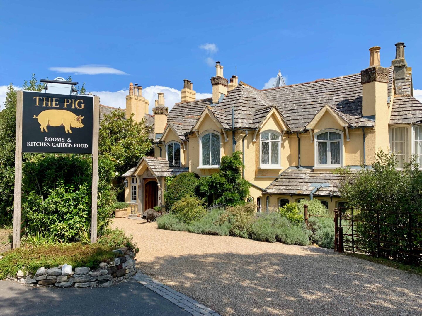 exterior of The Pig hotel in Dorset