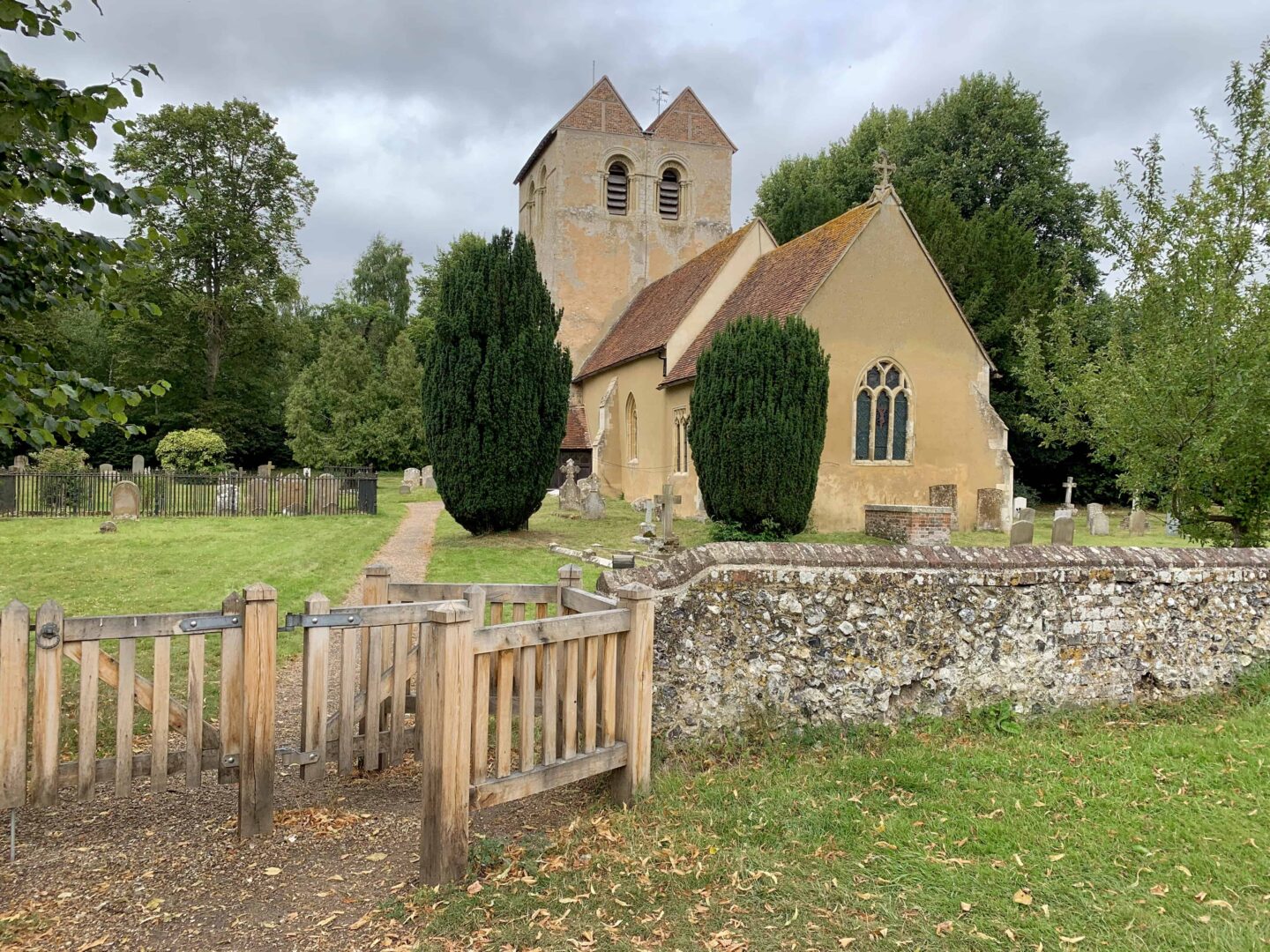 view of the outside and walls surrounding st Bartholomew's church
