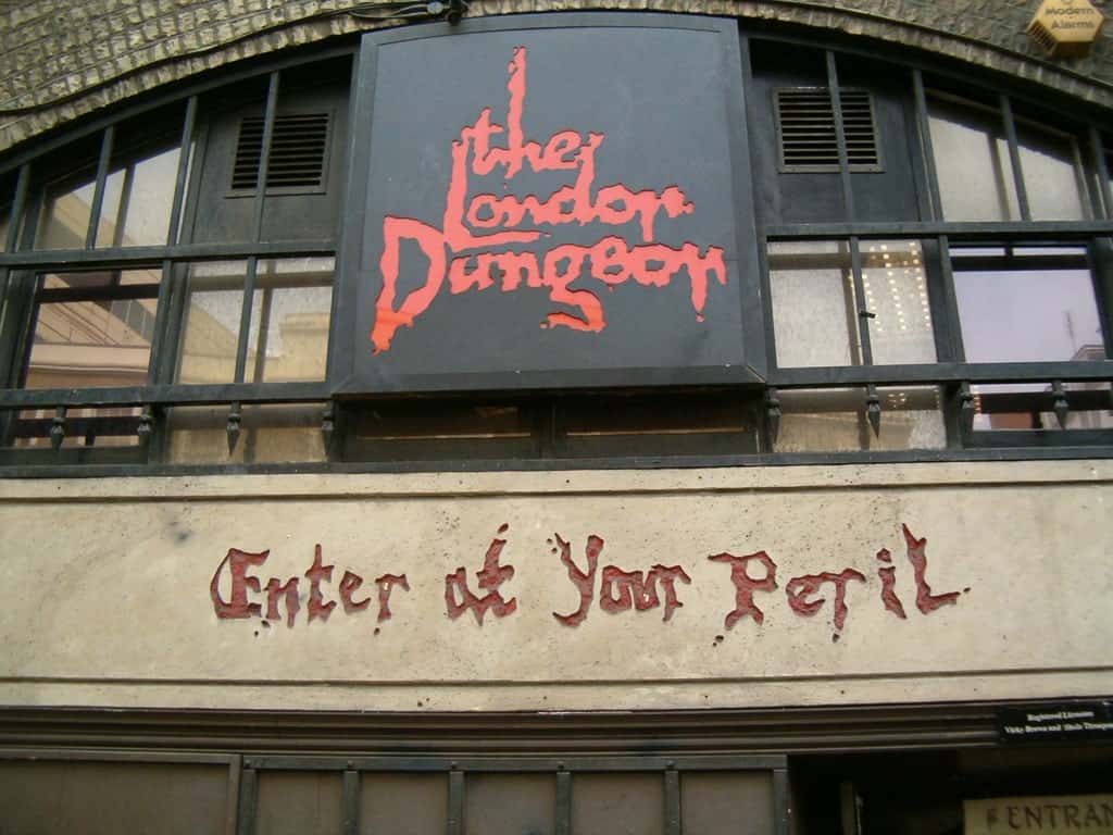view of the outside sign of the London Dungeon 